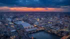 Aerial view of London at night