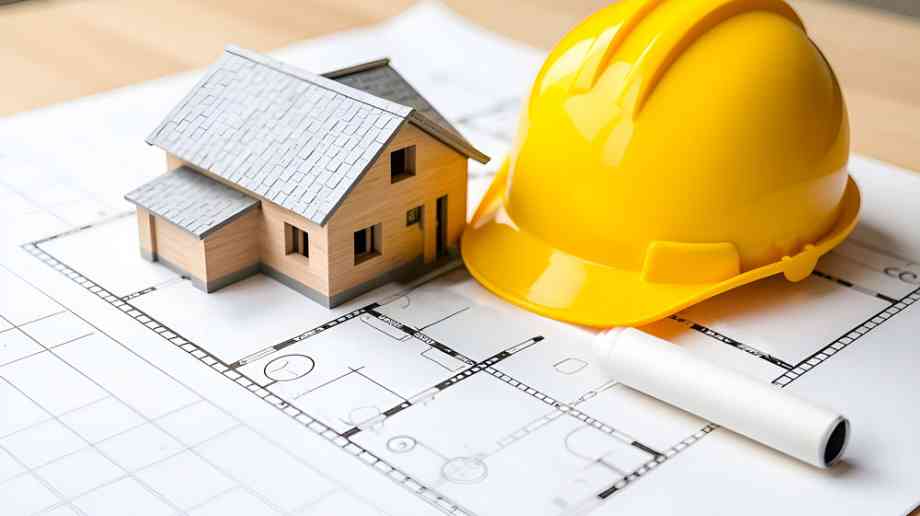 Model house and construction hat. Model house and construction hat.