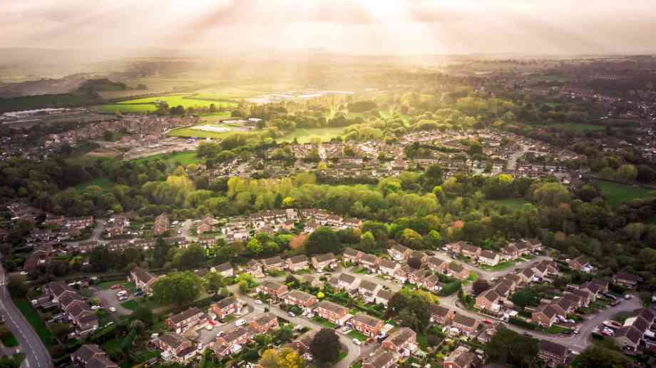 Drone view of a housing estate.