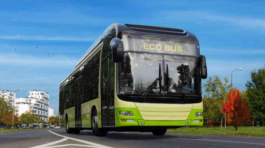 Electric bus on road. Electric bus on road.