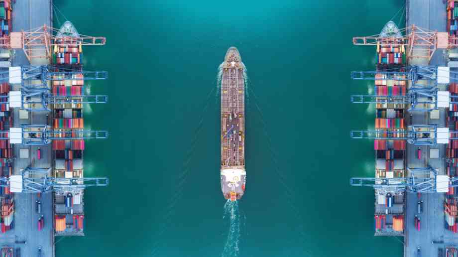 Boat going through a port. Boat going through a port.