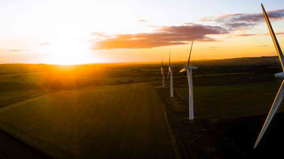 Windfarm at sunrise. Windfarm at sunrise.