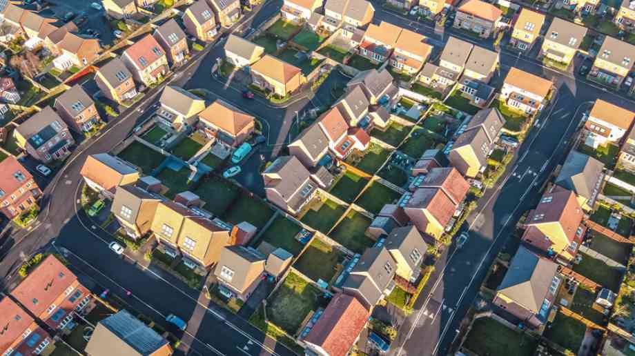 Aerial view of housing estate.