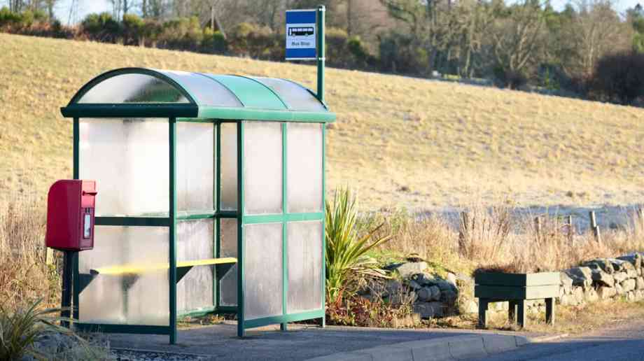 Bus stop in countryside