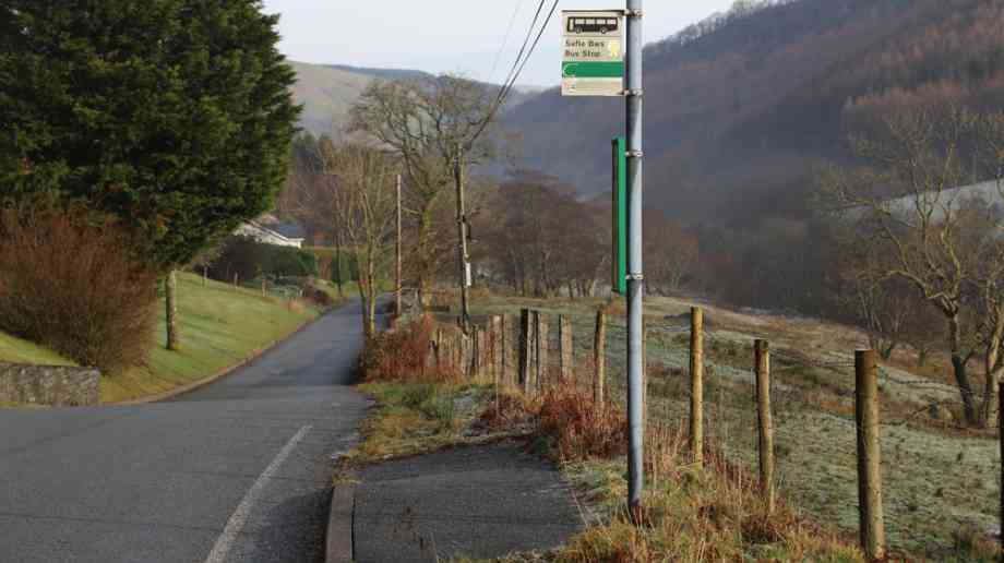 A bus stop on a rural Welsh road. A bus stop on a rural Welsh road.