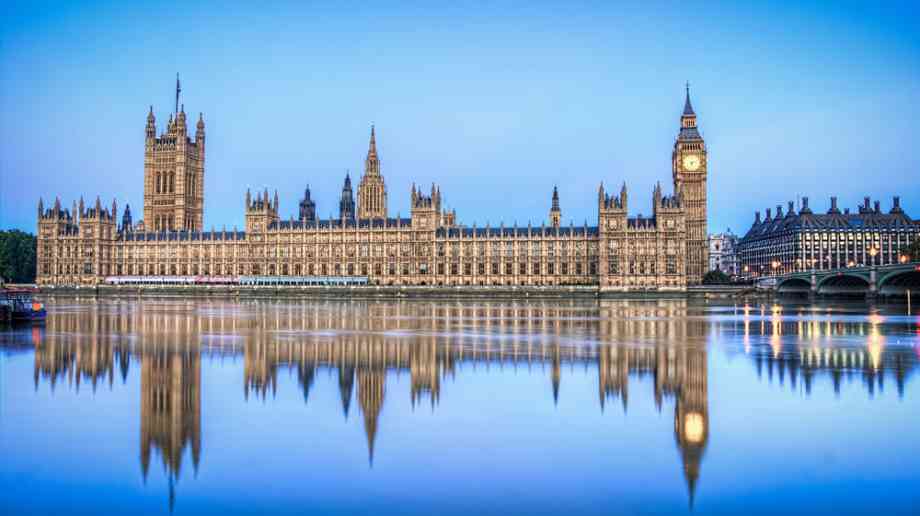 Houses of Parliament and their reflection in the Thames. Houses of Parliament and their reflection in the Thames.