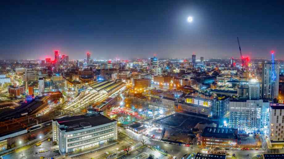Manchester skyline at night Manchester skyline at night