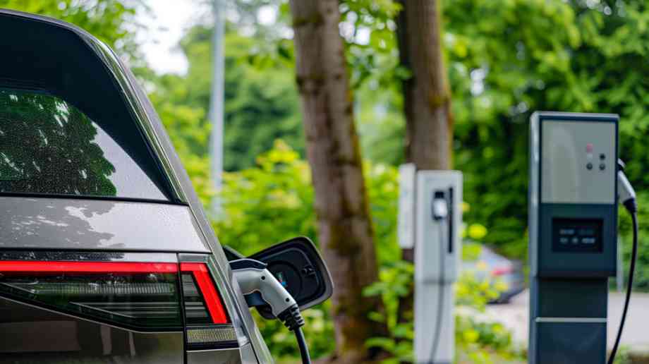 Electric car being charged Electric car being charged